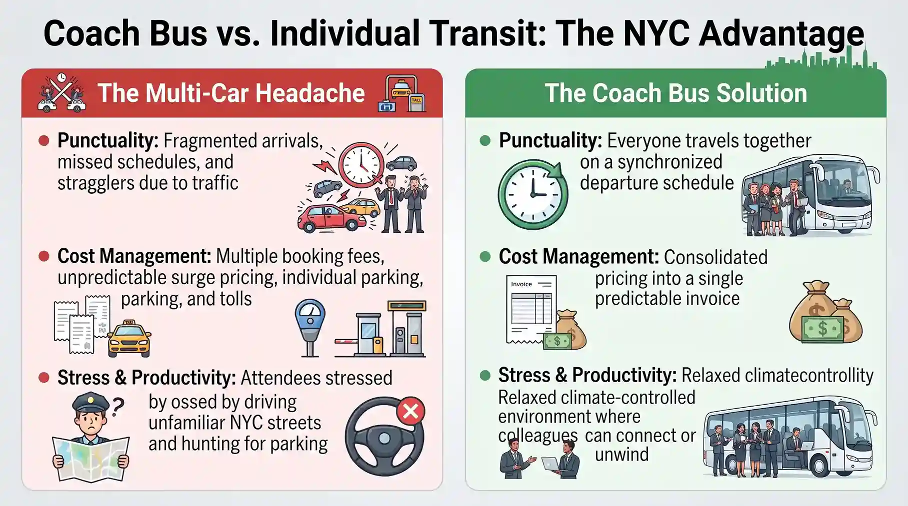 Coach Bus vs. Individual Transit: The NYC Advantage