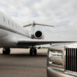 airport car & limo service stay behind plane