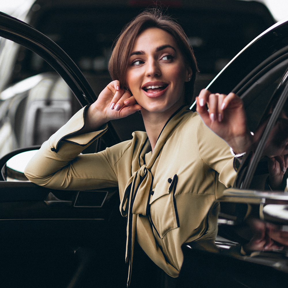 corporate transportation serving a happy passenger