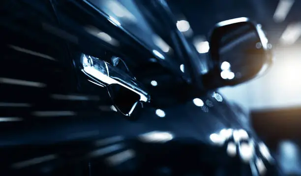 Detail view of a luxury car