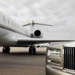 luxury limo near airplane