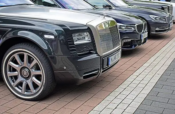 rolls royce limo stands in garage of luxury limo NYC