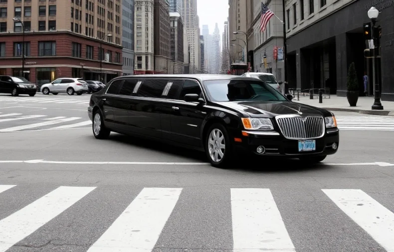 luxury exotic limo on chicago's road