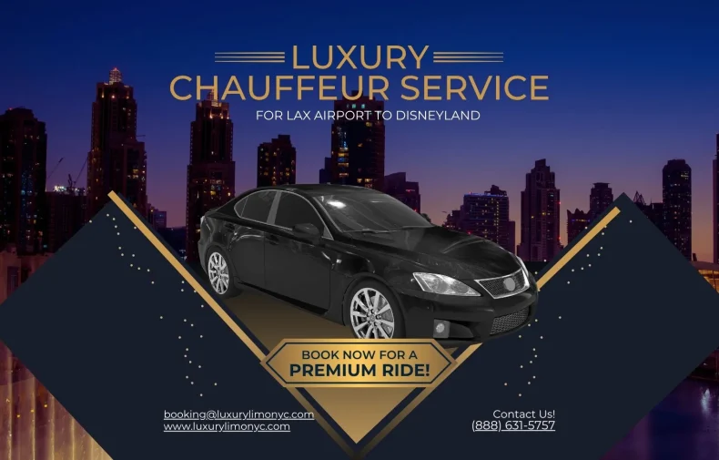 Luxury black limo parked, ready for Disneyland transfer