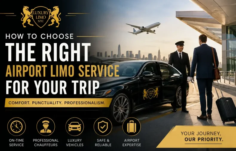 Luxury Limo NYC airport limousine service with professional chauffeur and luxury sedan for reliable airport transportation.