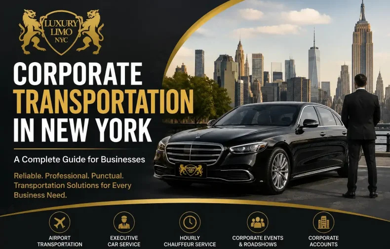 Luxury corporate transportation in New York with professional chauffeur and luxury sedan